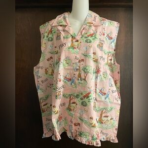 Frankie & Johnny Brand Women's XL Pink Vintage Children's Print Pajama Set
